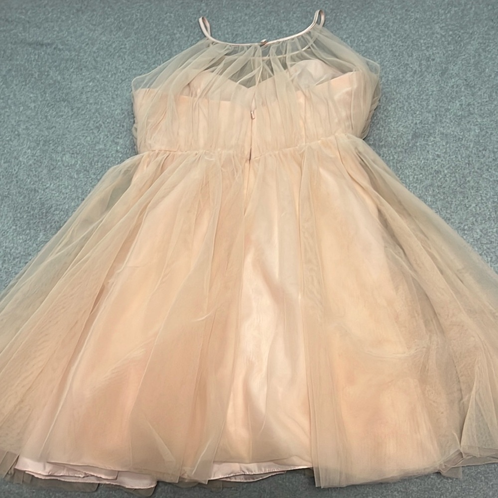 Sleeveless Tulle Overlay Cocktail Dress in Blush - Picture 6 of 9